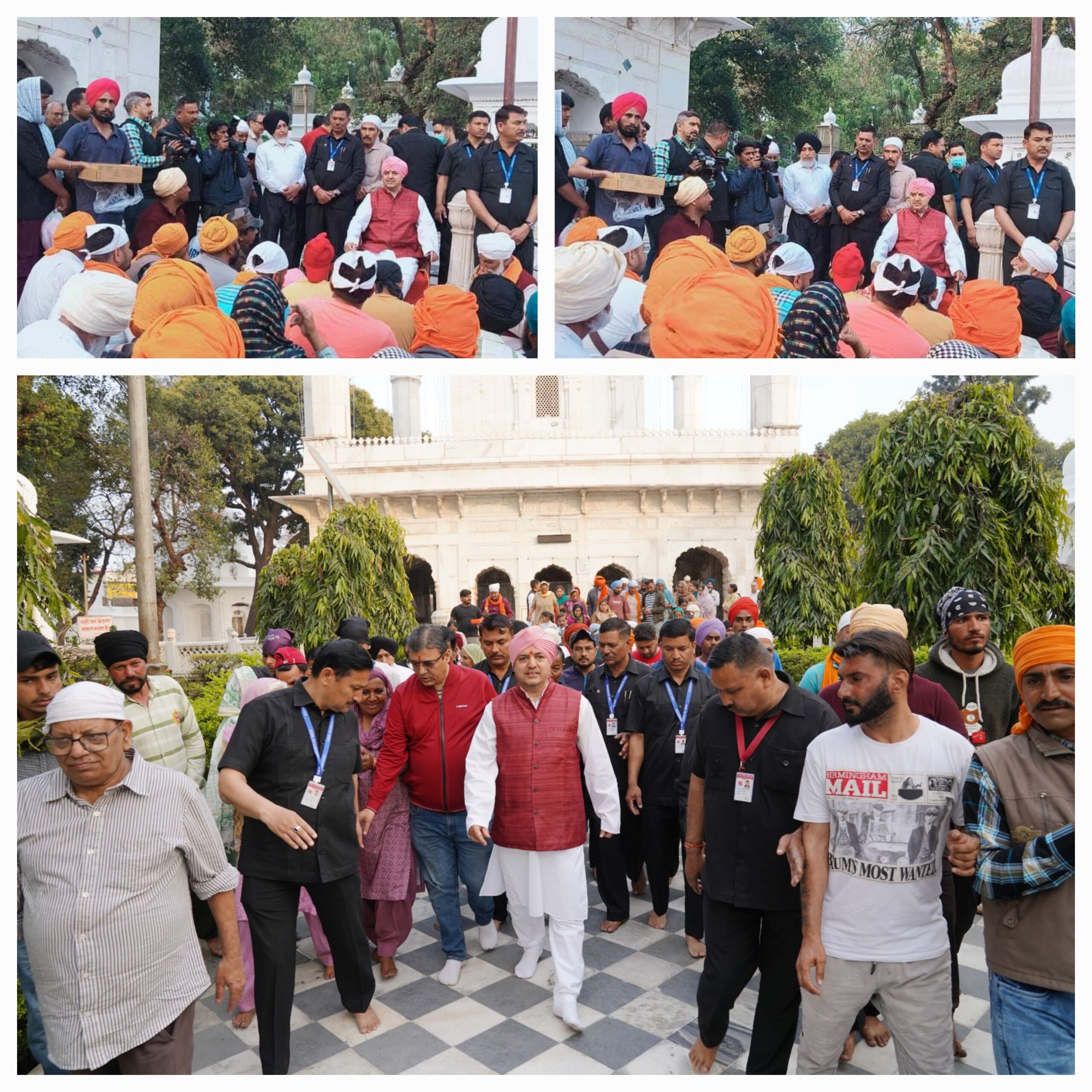 पंजाब के विभिन्न हिस्सों से 150 सदस्यीय पैदल संगत का जत्था शुक्रवार शाम को श्री दरबार साहिब पहुंचा