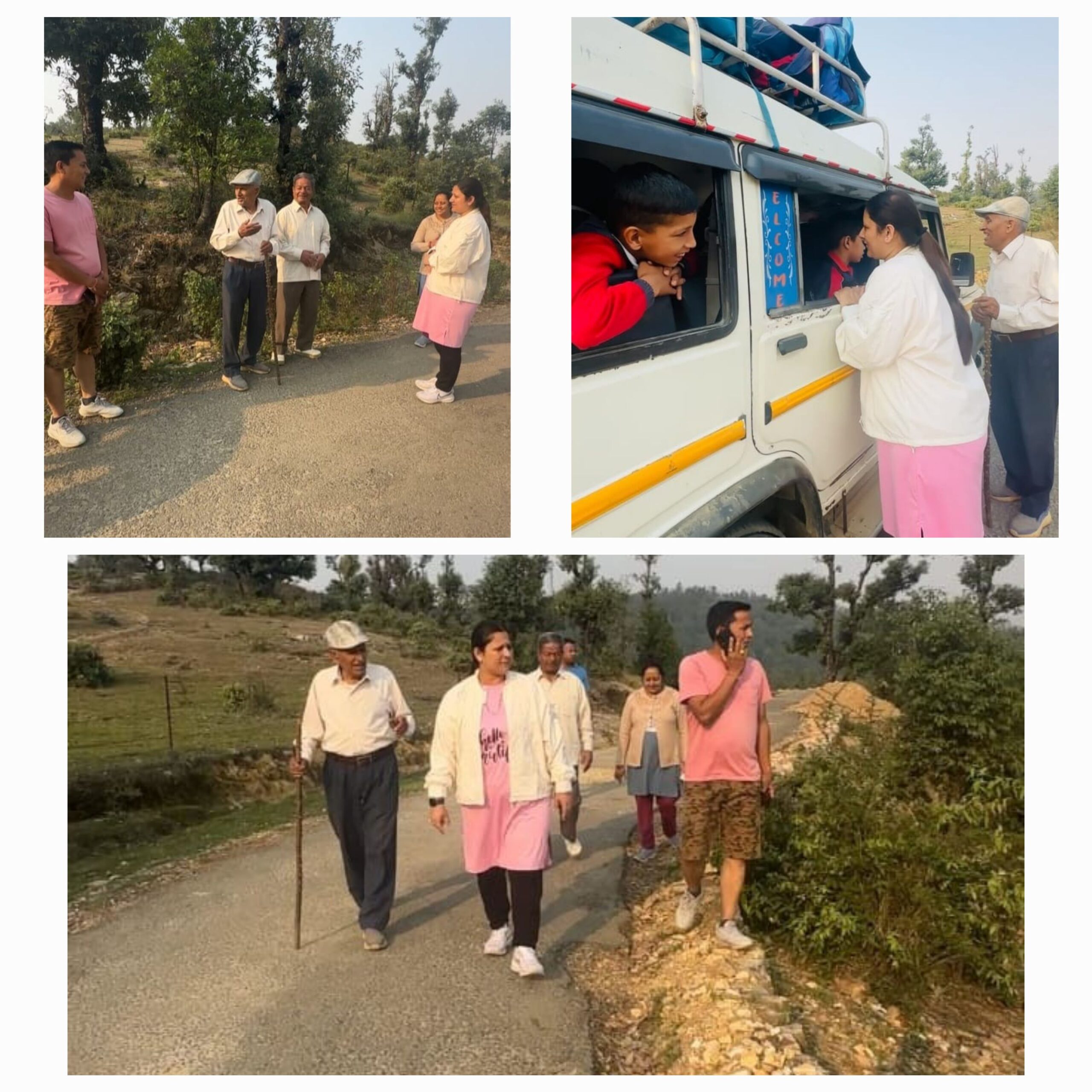 समाज सेविका गीता धामी ने गंगोलीहाट में प्रातः काल भ्रमण के दौरान स्थानीय लोगों, बुजुर्गों और स्कूली छात्रों से की मुलाकात