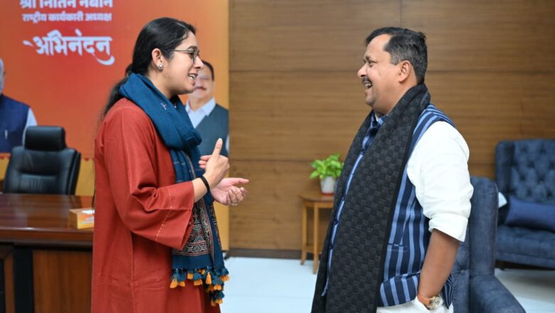 भाजपा प्रदेश मंत्री नेहा जोशी ने राष्ट्रीय कार्यकारी अध्यक्ष नितिन नवीन से की शिष्टाचार भेंट